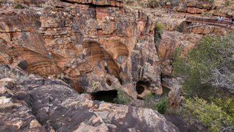 Blick von oben auf die spektakulären Felsformationen der Bourke’s Luck Potholes – Südafrika Familienreise