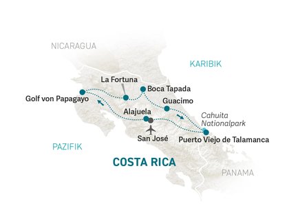 Reiseroute Costa Rica for family Deluxe - 2025