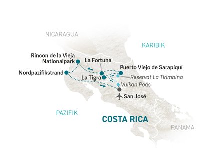Reiseroute Costa Rica for family - 2027