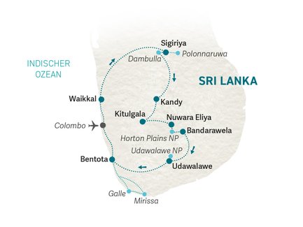Reiseroute Sri Lanka Family & Teens - 2025