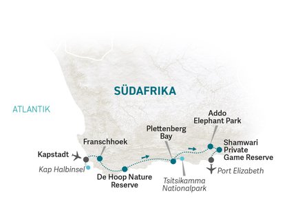 Reiseroute Garden Route for family Deluxe - 2025