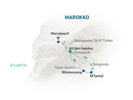 Reiseroute Marokko for family geänderter Reiseverlauf - 2026