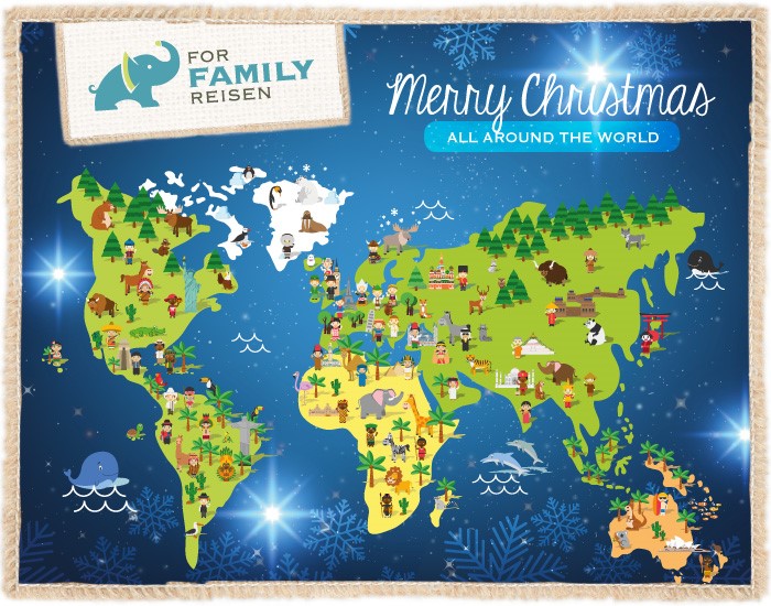 Weihnachtsurlaub mit Kindern - Weihnachten mit Kindern Urlaub - Urlaub zwischen den Jahren mit Kindern - Weihnachtskarte