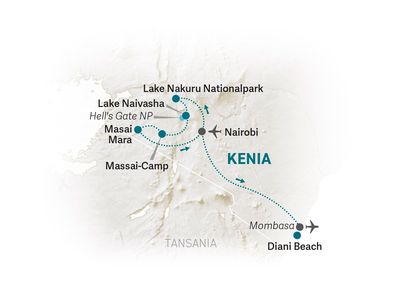 Kenia Familienreise - Kenia for family individuell - Karte 2022