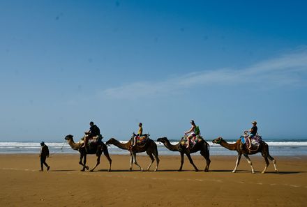 Marokko mit Kindern - Marokko for family - Kamelritt an der Küste von Sidi Kaouki