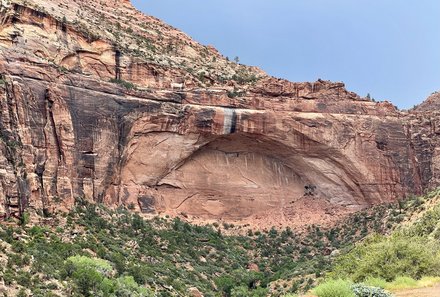 USA Südwesten mit Kindern - USA for family individuell - Kalifornien, Nationalparks & Las Vegas - Felswand im Zion Nationalpark