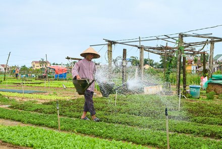Vietnam for family individuell - Tra Que Herbal Village - Bauer bei der Arbeit