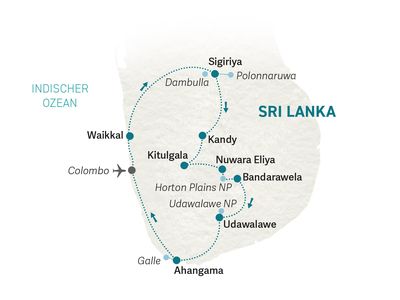 Sri Lanka Familienreise - Sri Lanka Family & Teens - Reiseroute 2023