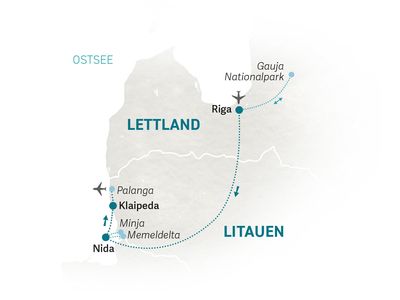 Baltikum Familienreise - Baltikum for family - Reisekarte 2022