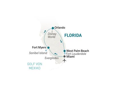 Florida Familienreise - Florida for family individuell - Reisekarte 2023