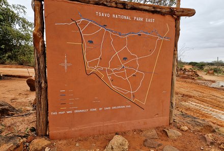 Kenia Familienreise - Kenia for family - Karte vom Tsavo Ost Nationalpark