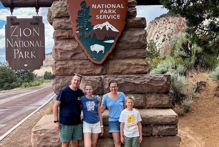 USA Südwesten mit Kindern - USA Westküste for family individuell - Abenteuer im Wilden Westen - Eingang zum Zion Nationalpark