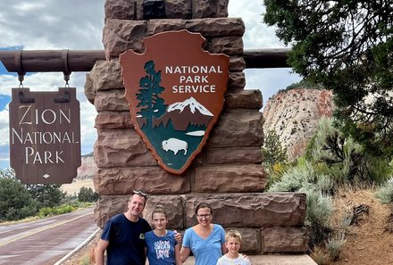 USA Südwesten mit Kindern - USA Westküste for family individuell - Abenteuer im Wilden Westen - Eingang zum Zion Nationalpark