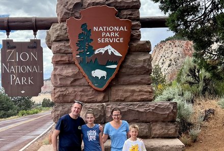 USA Südwesten mit Kindern - USA for family individuell - Kalifornien, Nationalparks & Las Vegas - Eingang Zion Nationalpark
