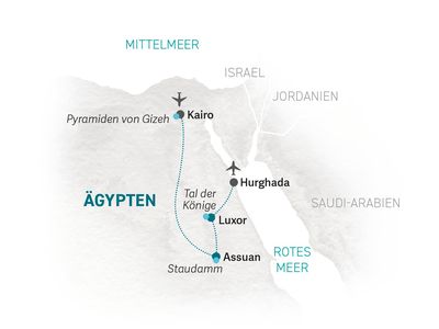 Ägypten Familienreise - Reisekarte Ägypten for family 2022