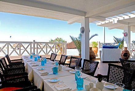 Marokko for family - Marokko Familienreise mit Kindern - Atlas Essaouira Riad Resort - Restauranttisch