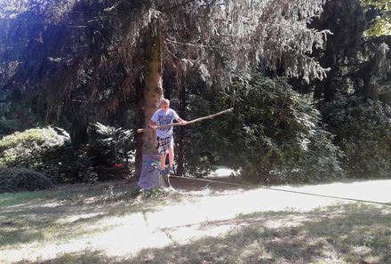 Deutschland Familienreise - Deutschland for family Oberlausitz Baumklettern Slacklining