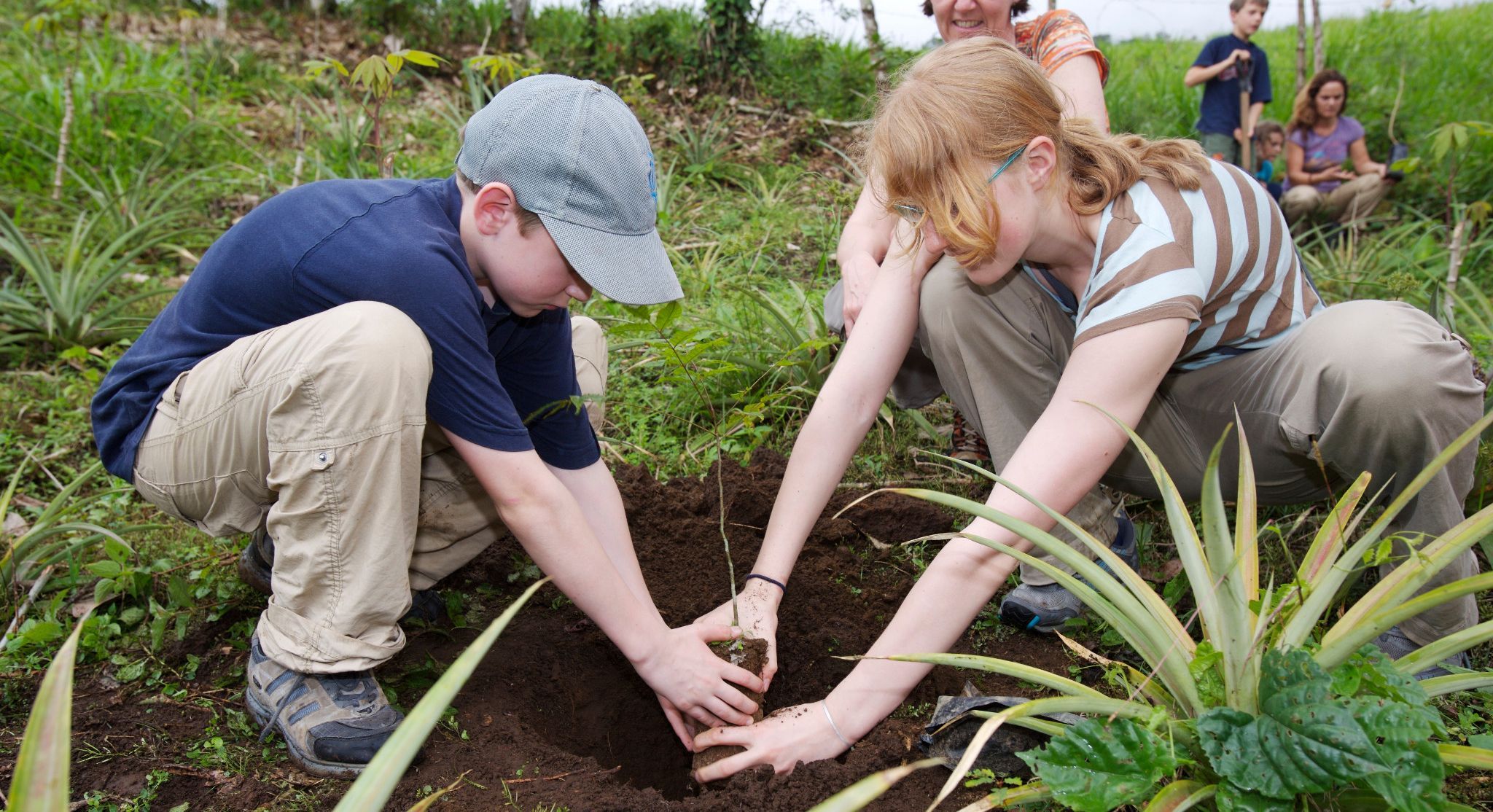 Costa Rica mit Kindern - Kinder beim Baum pflanzen