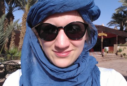 Marokko mit Kinder - Reisebericht Marokko mit Kindern - Melanie mit Turban
