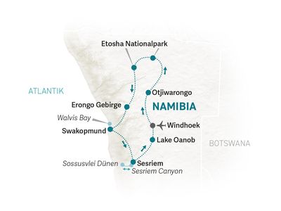 Namibia mit Kindern - Namibia for family - Reiseroute 2023