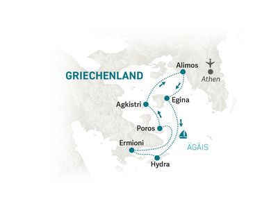 Griechenland Familienurlaub - Griechenland Segeln for family - Reisekarte 2022