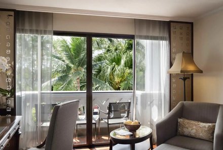 Thailand Familienreise mit Kindern - Thailand for family individuell - Anantara Riverside Resort - Zimmer mit Balkon