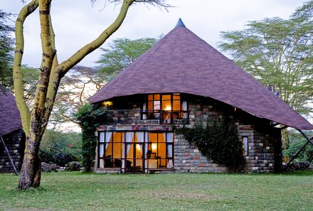Kenia Familienreise - Kenia for family individuell - Lake Naivasha - Lake Naivasha Sopa Resort - Außenansicht Bungalow