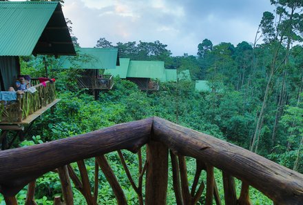 Costa Rica mit Kindern - Regenwaldprojekt: La Tigra Rainforest Lodge - Blick von der Terrasse