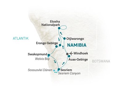 Namibia mit Kindern - Namibia for family - Reiseroute 2024