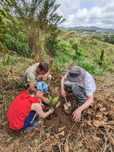 Feedback CRFFAL Osterferien 2023 - Costa Rica for family - Familie pflanzt einen Baum