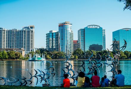 Florida Familienreise - Florida for family - Orlando Vogelschwarm fliegt an Menschen vorbei