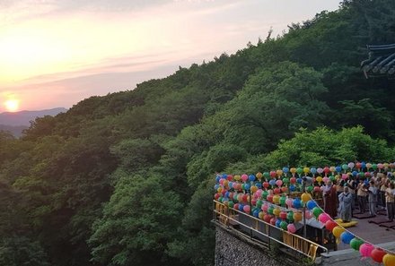 Südkorea for family - Golgulsa-Tempel - Sonnenuntergang