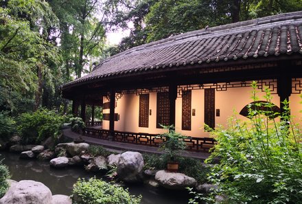 China Familienreise - China mit Jugendlichen -  Strohhütte im Park des Dichters Dufu
