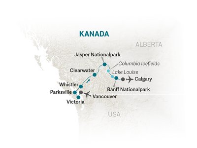 Westkanada for family individuell - Familienreise Westkanada - Reiseroute 2025