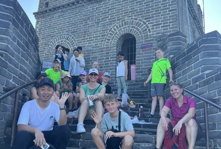 China mit Kindern - China for family - Reisegruppe auf der großen Mauer
