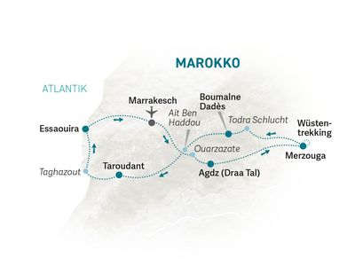 Marokko Familienreise - Reiseroute Marokko 2022