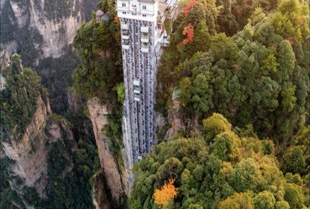China Familienreise - China mit Jugendlichen -  Bailong Aufzug
