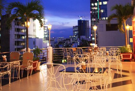 Vietnam for family individuell - Huong Sen Hotel - Terrasse