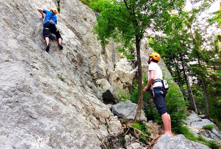 Slowenien Familienreise - Slowenien for family - Klettern mit Sicherung