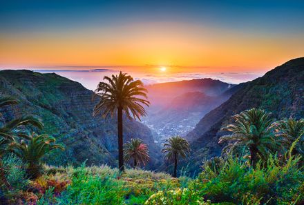 La Gomera Familienurlaub - Sonnenuntergang La Gomera