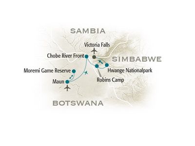 Botswana Familienreise - Botswana for family individuell - Reiseroute 2021