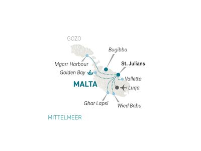 Malta Familienreise - Malta for family - Reisekarte 2022