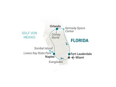 Florida Familienreise - Florida for family individuell - Reisekarte 2024