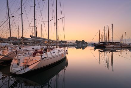 Familienreise Griechenland - Griechenland for family - Segelreise - Alimos Marina Sonnenuntergang