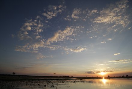 Botswana Familienreise mit Kindern - Botswana Fly-In-Safari individuell - Sonnenuntergang