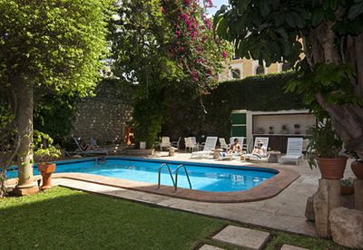 Mexiko Familienreise - Mexiko for family - Hotel Casa del Balam - Garten mit Pool