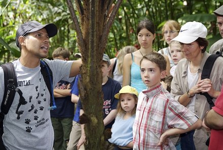 Familienurlaub Costa Rica - Costa Rica for family - Reiseleiter erklärt Baum