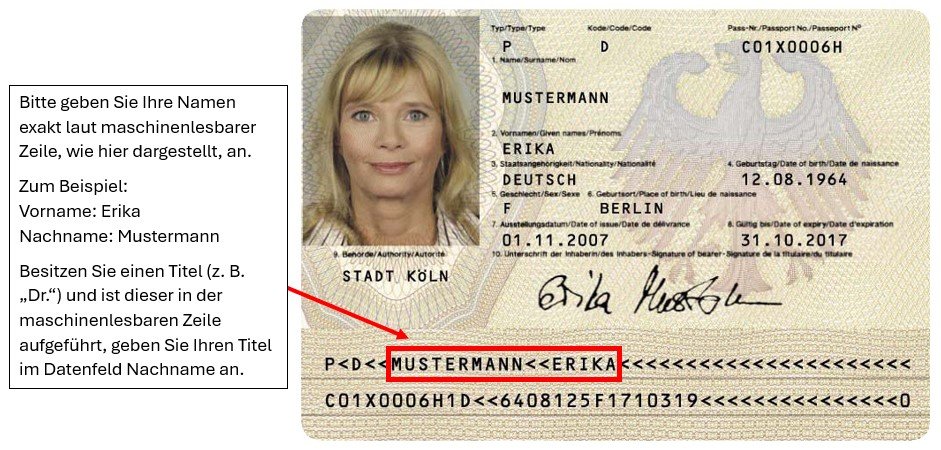 Muster Pass - maschinenlesbare Zeile