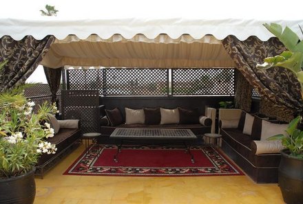 Marokko for family - Riad Dar Nejma - Sitzmöglichkeit auf der Dachterrasse