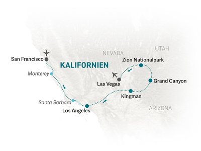 USA Südwesten mit Kindern - USA for family individuell - Kalifornien, Nationalparks & Las Vegas - Reiseroute 2024